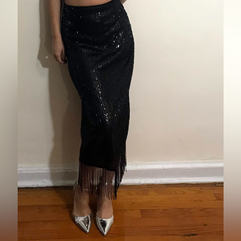 H&M Black Sequin Fringe Maxi Skirt - Picture 4 of 4